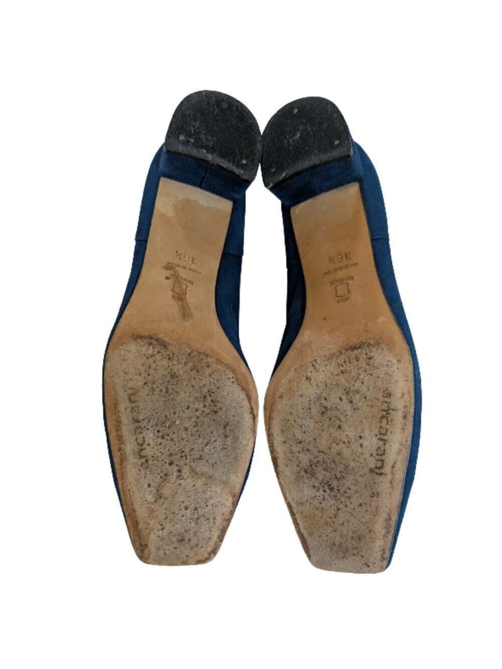 Daniele Ancarani Blue Suede Block Heel Pumps Square Toe Quiet Luxury EU 36.5 - Picture 6 of 11